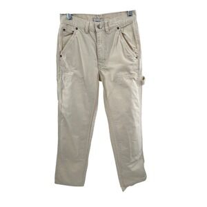 BDG Urban Outfitters Cream Canvas Carpenter Pants Double Knee Utility Womens 24
